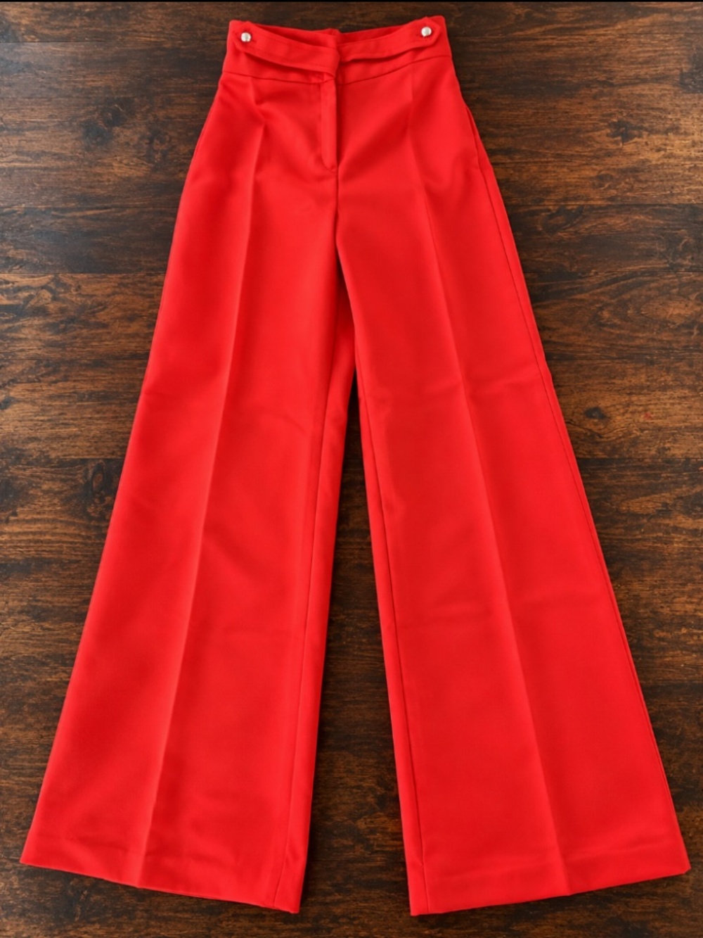 Vintage 70s Red High Waist Bell Bottom Pants Wide Leg 26” Waist